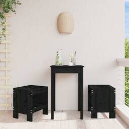 Berkfield Home Garden Stools 2 pcs Black 40x36x45 cm Solid Wood Pine - Size: 40 x 36 x 45 cm - thumbnail 2