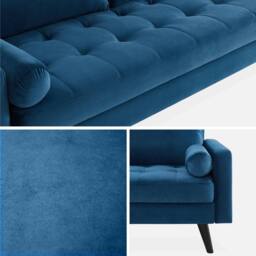 sweeek 3-seater fabric sofa with vintage style in Dark Blue - thumbnail 6