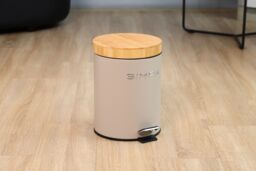 simpa 5L Soft-Closing Pedal Dustbin with Bamboo Lid in Taupe - thumbnail 3