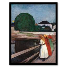 Artery8 Edvard Munch Framed Wall Art Print Young Girls on the Bridge - Size: A4 - thumbnail 1