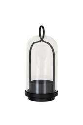 KDMD Nyx Medium Candle Holder with Glass Cloche - Elegant Home Decor in Black - thumbnail 1