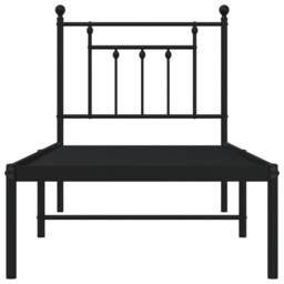 Berkfield Home Metal Bed Frame without Mattress with Headboard Black 75x190cm - Size: 75x190 cm - thumbnail 6