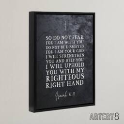 "Artery8 Isaiah 41 10 Do Not Fear For I Am Bible Quote Framed Canvas Wall Art Print in Grey - Size: W12"" x H16""" - thumbnail 2