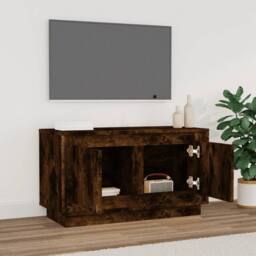 Berkfield Home TV Cabinet Smoked Oak 80x35x45 cm Engineered Wood in Brown - Size: 80 x 35 x 45 cm - thumbnail 3
