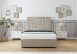 "Sloomy Mayfair Plush Divan Bed Base No Drawers - 26"" Headboard in Cream - Size: Small Double" - thumbnail 2