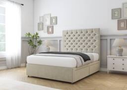 "Sloomy Mayfair Plush Divan Bed Base No Drawers - 26"" Headboard in Cream - Size: Small Double" - thumbnail 3