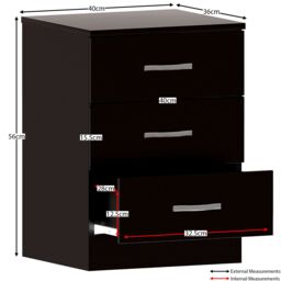Home Discount Riano 3Pc Bedroom Set - 3 Drawer Bedside, 5 Drawer Chest & Wardrobe in Black - thumbnail 5