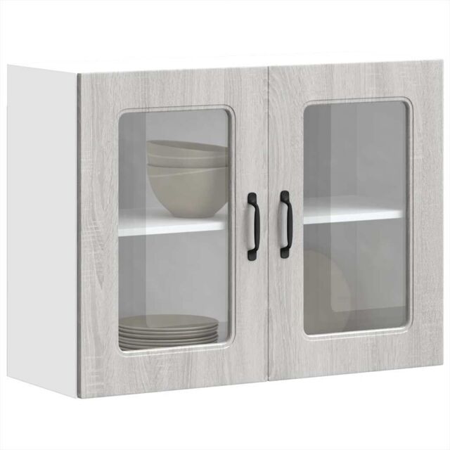 Berkfield Home Kitchen Wall Cabinet with Glass Door Kalmar Grey Sonoma Engineered Wood - image 1
