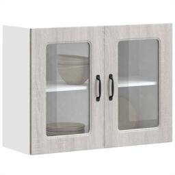 Berkfield Home Kitchen Wall Cabinet with Glass Door Kalmar Grey Sonoma Engineered Wood