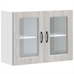 Berkfield Home Kitchen Wall Cabinet with Glass Door Kalmar Grey Sonoma Engineered Wood - thumbnail 2