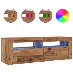 Berkfield Home TV Cabinet with LED Lights Old Wood 120x35x40 cm Engineered Wood in Brown - Size: 120 x 35 x 40 cm - thumbnail 4