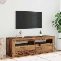 Berkfield Home TV Cabinet with LED Lights Old Wood 120x35x40 cm Engineered Wood in Brown - Size: 120 x 35 x 40 cm - thumbnail 2