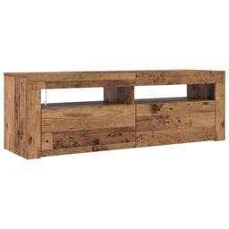 Berkfield Home TV Cabinet with LED Lights Old Wood 120x35x40 cm Engineered Wood in Brown - Size: 120 x 35 x 40 cm - thumbnail 7