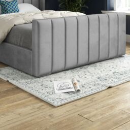 KDMD Maryland Straight Winged Upholstered Soft Velvet Designer Bed Frame in Grey - Size: Super King - thumbnail 4