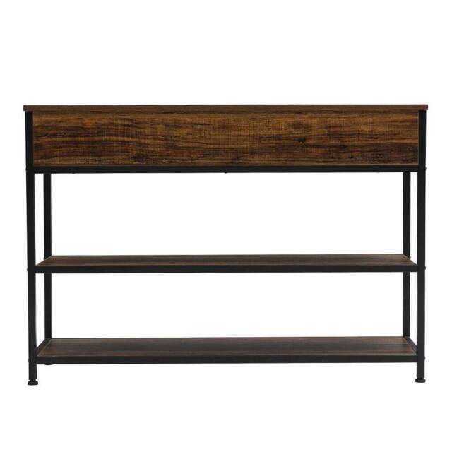 KORVIXA Retro Console Table 3 Drawers in Brown - Size: 0.6m2 - image 1