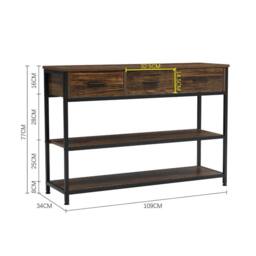KORVIXA Retro Console Table 3 Drawers in Brown - Size: 0.6m2 - thumbnail 2