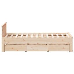Berkfield Home Bed Frame without Mattress with Headboard 135x190 cm Double Solid Wood Pine in Brown - thumbnail 5