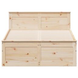 Berkfield Home Bed Frame without Mattress with Headboard 135x190 cm Double Solid Wood Pine in Brown - thumbnail 4