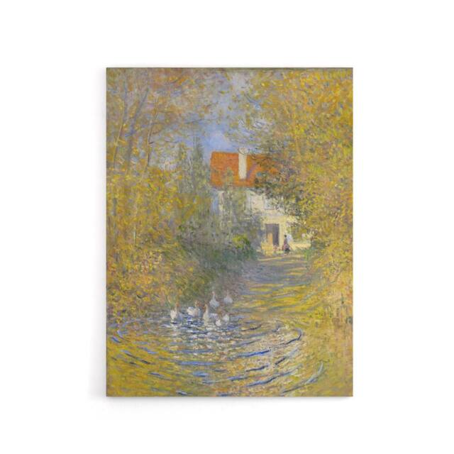 "Artery8 The Geese Impressionist Painting Monet Vintage Canvas Wall Art in Green - Size: W18"" x H24""" - image 1