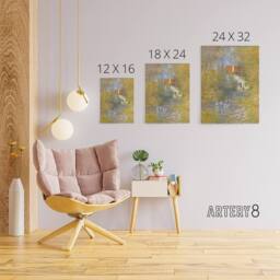 "Artery8 The Geese Impressionist Painting Monet Vintage Canvas Wall Art in Green - Size: W18"" x H24""" - thumbnail 4