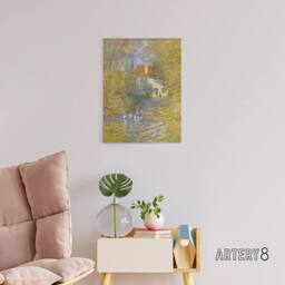 "Artery8 The Geese Impressionist Painting Monet Vintage Canvas Wall Art in Green - Size: W18"" x H24""" - thumbnail 3