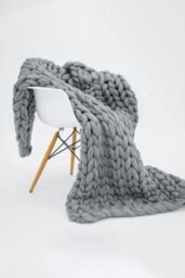 Living and Home 100cm L x 80cm W Office Chunky Knitted Nap Blanket Home Decor Sofa Throw Blanket in Grey - Size: 80 cm x 100 cm - thumbnail 1