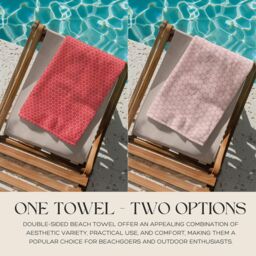 LARANGE Beach Towel with Bag Microfiber Waffle Construction Double-Sided 160 X 80 in Red - thumbnail 3