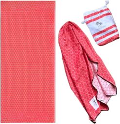 LARANGE Beach Towel with Bag Microfiber Waffle Construction Double-Sided 160 X 80 in Red - thumbnail 1