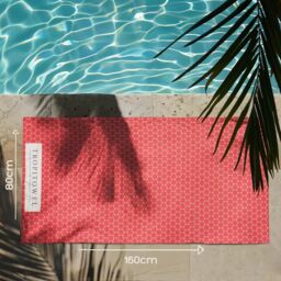 LARANGE Beach Towel with Bag Microfiber Waffle Construction Double-Sided 160 X 80 in Red - thumbnail 2