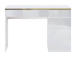 Vente-unique Desk - 5 Drawers - Glossy White & Gold - VUKIA - thumbnail 5