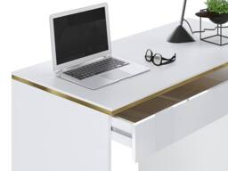 Vente-unique Desk - 5 Drawers - Glossy White & Gold - VUKIA - thumbnail 7