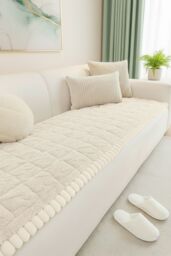 Living and Home Plush Quilted Non-slip Sofa Protector in White - Size: Extra Large - thumbnail 3