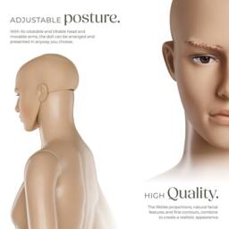 tectake Men's Male Adjustable Mannequin In Full Body Life Size With Realistic Propor in Beige - thumbnail 3