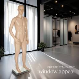 tectake Men's Male Adjustable Mannequin In Full Body Life Size With Realistic Propor in Beige - thumbnail 7