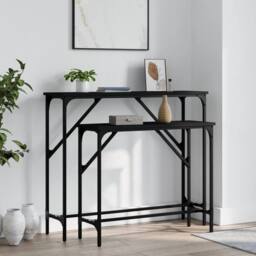 Berkfield Home Decorative Console Tables 2 pcs Black Engineered Wood - thumbnail 2