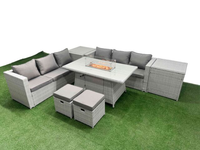 Fimous PE Rattan Lounge Sofa Set Outdoor Garden Furniture Set Light Grey - image 1