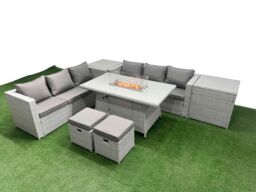Fimous PE Rattan Lounge Sofa Set Outdoor Garden Furniture Set Light Grey - thumbnail 1