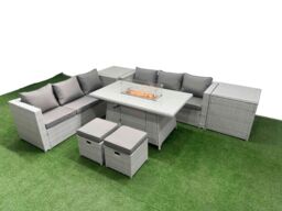 Fimous PE Rattan Lounge Sofa Set Outdoor Garden Furniture Set Light Grey - thumbnail 2