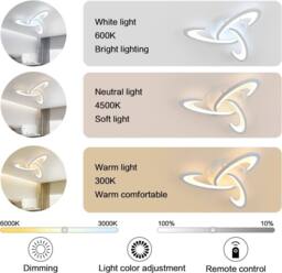 Goeco LED Ceiling Light Dimmable 30W for Kitchen Bedroom Balcony Hallway in White - thumbnail 8