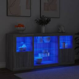 Berkfield Home Sideboard with LED Lights Grey Sonoma 142.5x37x67 cm - thumbnail 4