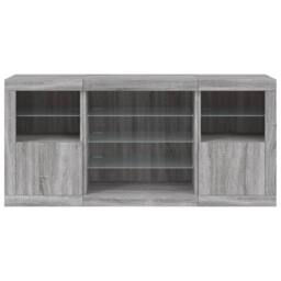 Berkfield Home Sideboard with LED Lights Grey Sonoma 142.5x37x67 cm - thumbnail 6