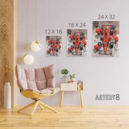 "Artery8 Grand Prix Race Car Wheel Change Canvas Wall Art Print in Red - Size: W18"" x H24""" - thumbnail 4