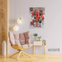 "Artery8 Grand Prix Race Car Wheel Change Canvas Wall Art Print in Red - Size: W18"" x H24""" - thumbnail 3