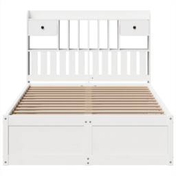 Berkfield Home Bed Frame without Mattress White 135x190 cm Double Solid Wood Pine - thumbnail 4