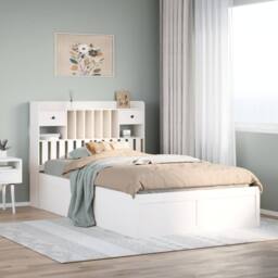 Berkfield Home Bed Frame without Mattress White 135x190 cm Double Solid Wood Pine - thumbnail 2