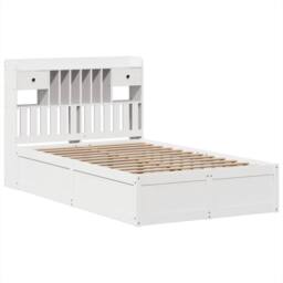 Berkfield Home Bed Frame without Mattress White 135x190 cm Double Solid Wood Pine - thumbnail 3