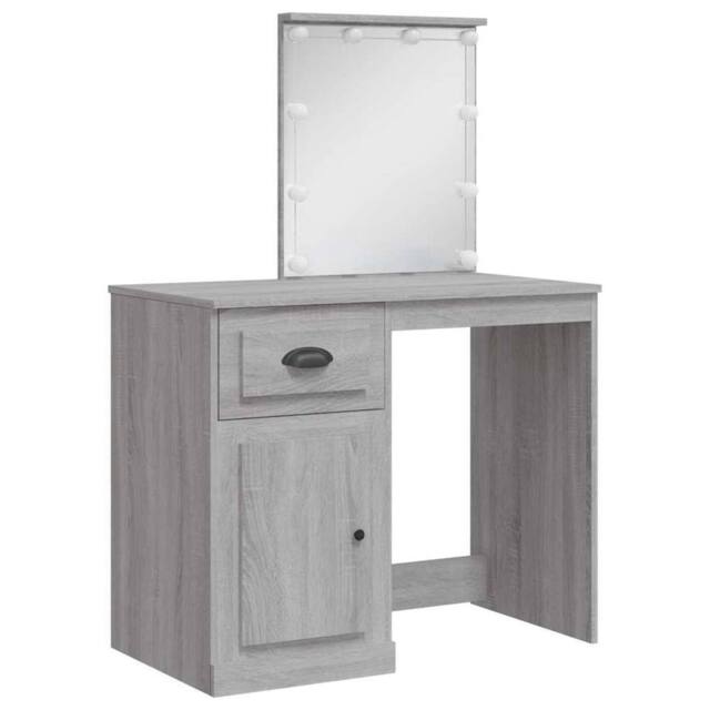 Berkfield Home Beautiful Dressing Table with LED Lights Grey Sonoma 90x42x132.5 cm - image 1