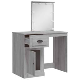 Berkfield Home Beautiful Dressing Table with LED Lights Grey Sonoma 90x42x132.5 cm - thumbnail 4