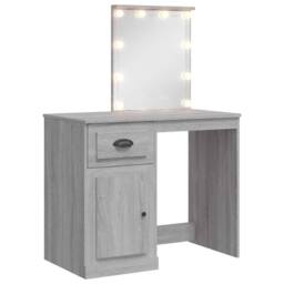 Berkfield Home Beautiful Dressing Table with LED Lights Grey Sonoma 90x42x132.5 cm - thumbnail 3