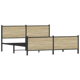 Berkfield Home Metal Bed Frame without Mattress Sonoma Oak 200x200 cm in Light Tan - thumbnail 4